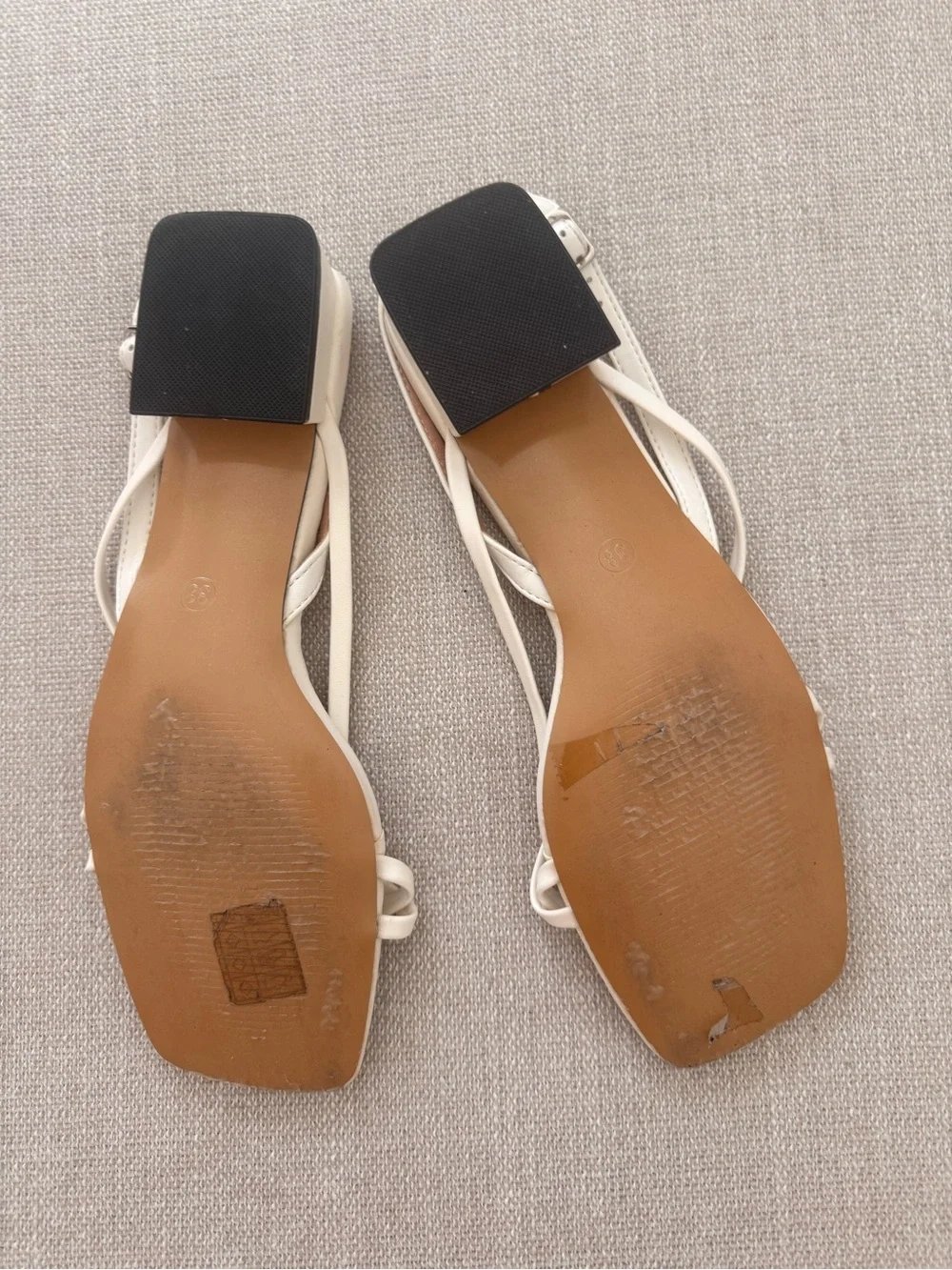 Women’s Strappy Square-Toe Slingback Sandals in white